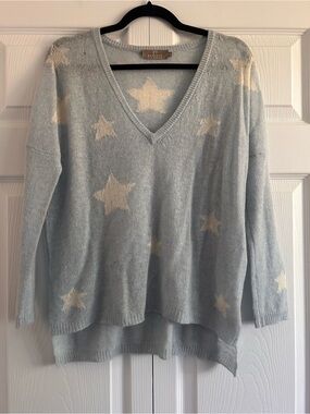 Brodie Cashmere Light Blue Star Sweater.